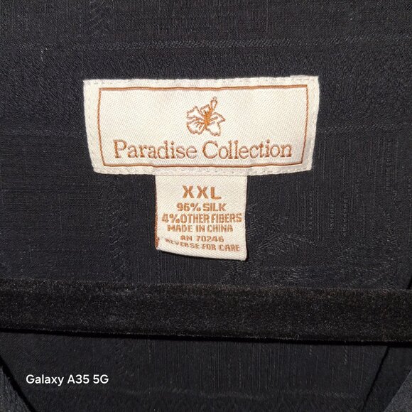 Paradise Collection Black Short Sleeve Button-Up Mens Shirt XXL Silk Blend Coast - Picture 5 of 8